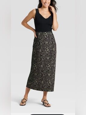 Black Leopard Print Maxi Skirt-large